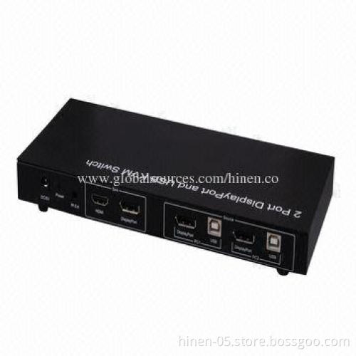 2 Ports DisplayPort and USB KVM Switch, Supports MIC and Earphone Function for Audio Equipment
